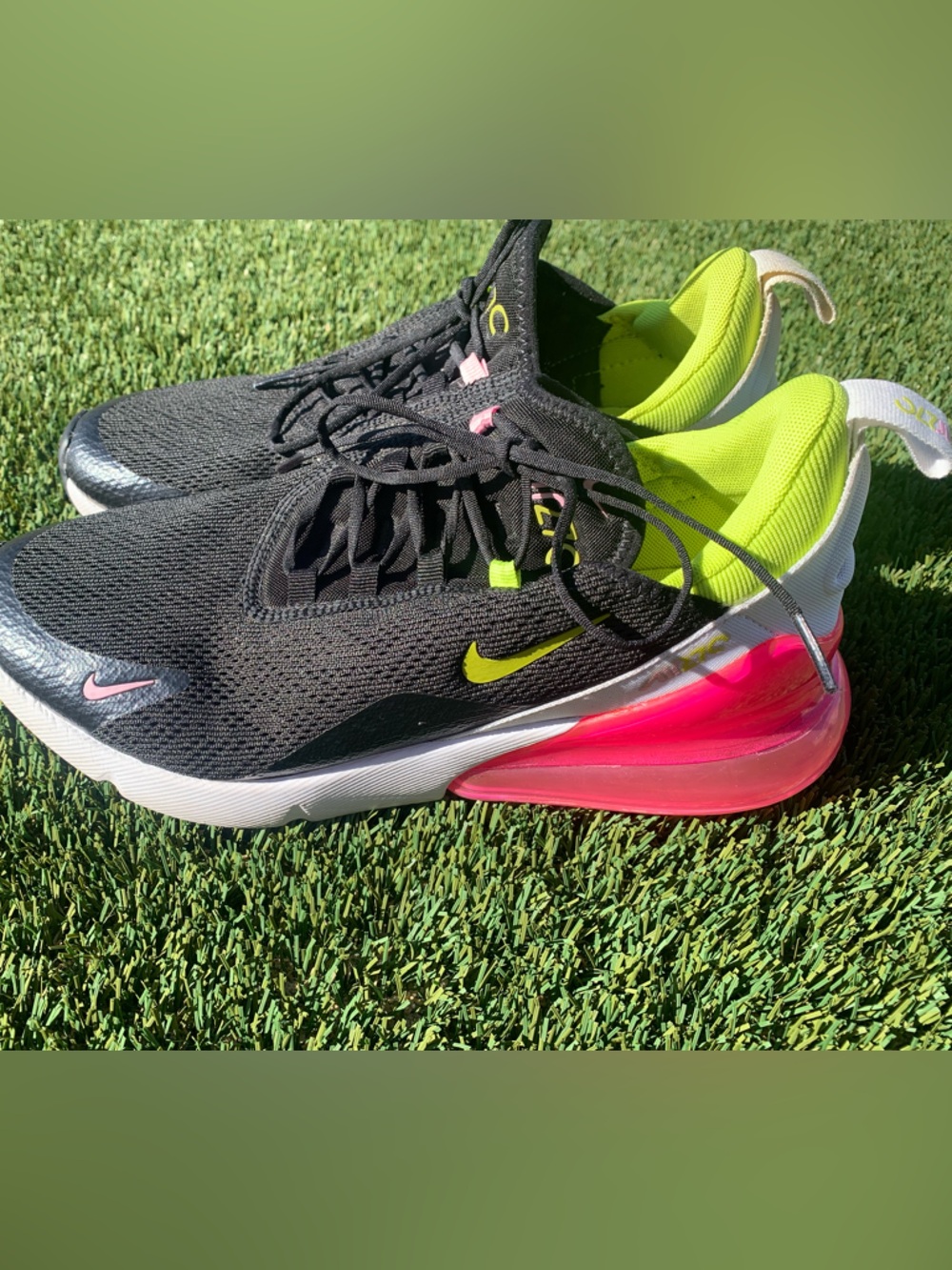 Nike Women's Black Running Sneakers with Pink & Neon Yellow Highlights